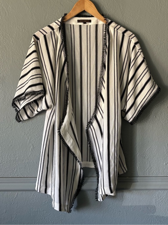 Other - Adolfo Dominguez Open Front Striped Kimono Jacket Black White Euro 44